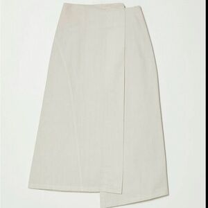 Atelier Delphine Asymmetrical Twill Long Skirt in Moon